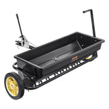 Broadcast Spreader, 100 LB Tow Behind Poly Drop Spreader with 10" Wheels, Steel Spike Aerator, V952-QYSSBJ100LBSBIQCOV0