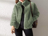 Women's Faux Fur Jacket Trendy & Warm Coat - Green - Size L V1106-M-APP-SX-652-GREE-LAULEU50