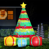 Jingle Jollys Christmas Inflatable Gift Tree 2.2M Height Flashing Light Decorations Illuminated XMAS-INF-TREE-GIFT-7FT