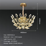 BAMDECOR C3348 Modern Luxury Crystal-leaf Chandelier LED Fashion Creativity Pendant Ceiling V255-BAM-C3348-60