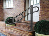 Single Post Handrail for Outdoor 1-3 Steps, 40.5" L x 35.4" H Metal Bent Stair Handrails, Floor V952-LZKFSHS405INENIH7V0