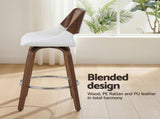 Artiss Wooden Bar Stools Set of 2 Swivel Kitchen Counter Stool Chair 60cm Seat Height BA-B-0369-RAT-WHX2