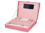 Pink Artificial Leather Jewelry Box Watch Jewelry Packaging Container Holder for Girls V1294-YM0721-3115210031111