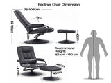Artiss Recliner with Ottoman 360-Degree Swivel Recliner Chair and Ottoman Set PU Leather Black RECLINER-A26-PU-BK