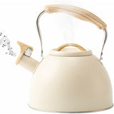 Stainless Steel Tea Kettle With Wooden Handle, 3L Induction Whistling Kettle, Retro Teapot Kettle, V1188-MS-227-2349