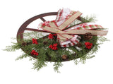 Red Truck Wheel Christmas Bowknot Wreath Fall Wreath Front Door Wooden Hanging Ornament Wreath V1294-YM0523-10320072