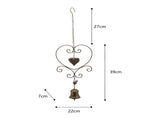Hanging Hearts w Bird Bell 73cm V637-19709HRT