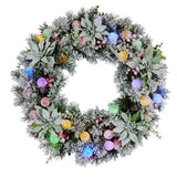 Christabelle Stunning 61cm Snowy Christmas Wreath with LED Lights Crown Pine Baubles Front Door 112_SENCR104