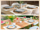 100 Pcs Boho Disposable Paper Placemats Set Round Braided Rattan Woven Place and Rectangle Burlap V1259-DP01-A-5635