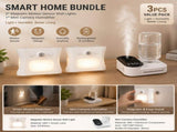 3PCS Smart Home Atmosphere Set White USB Rechargeable Camera Humidifier & 2pcs White RGB Motion V888-ELOSUNG53410