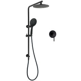 Matt Black Round 9" Rainfall Head Handheld Sliding Rail Wall Arm Dual Shower Mixer Set V1233-C4902B22PHR003M4CBSR0901BKRD201B