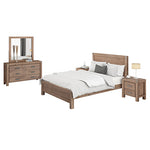 4 Pieces Bedroom Suite in Solid Wood Veneered Acacia Construction Timber Slat King Size Oak Colour V43-BDS-NOW-4PC-DRS-KOK