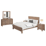 4 Pieces Bedroom Suite in Solid Wood Veneered Acacia Construction Timber Slat Double Size Oak Colour V43-BDS-NOW-4PC-DRS-DOK