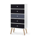 Artiss 5 Chest of Drawers - BONDS White FURNI-E-SCAN-TBOY01-WHBK