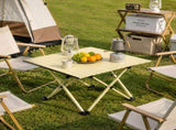 Beige Portable Folding Table - 57*41cm Carbon Steel Compact Carry Design, Quick Setup and Space V888-ELOSUNG54920
