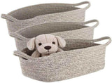 3PCS Cotton Rope Storage Baskets, Woven Baskets for Shelves, Decorative Linen Toy Storage Basket Set V1369-AZ3-W-08816