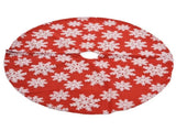 Christmas Tree Skirt White Snowflake Pattern Xmas Tree Mat for Holiday Party Decorations122cm/48.0in V1294-YM0523-3115210224011