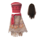 Moana Dresses Girls Children's Clothing Cosplay Vaiana Princess Dress Necklace Wig Kids Carnival V1237-ZY-203-4945