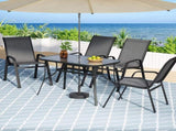 Gardeon 5PC Outdoor Dining Set Table and Chairs Patio Furniture Bistro Set Garden Grey FF-DINING-120-5PCS-GE