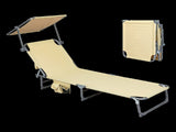 Levede Foldable Lounge Chairs with Canopy Khaki OD1065-KH