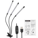30W USB 3Tube Flexible LED Plant Grow Light Full Spectrum Grow Lamp with Clip for Indoor Plants V1294-YM0901-3119200076711