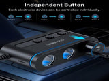 CHOETECH TC0021 3 Sockets 2C1A Cigarette Lighter Splitter Black V28-ELECHOTC0021