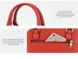 2 PCS Women's Handbag Set PU Leather Tote & Crossbody Purse Fashion Splicing Design Red V888-ELOSUNG44023