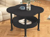 2 Tiers Freestanding Side Table, Mini Beside Table with Open Storage Shelf, Modern Plastic End Table V1369-AZ3-W-10052