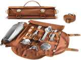 Travel Bartender Canvas Tool Bag, Professional Bar Tool Organizer for Home Cocktail Making and V1237-MS-724-105