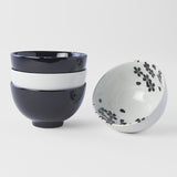 Bowl Set 4pcs Black White Sakura Design V637-C0319