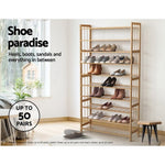 Artiss Shoe Rack Cabinet Bamboo 10-tier 50 Pairs BAM-B-SR2001-NT