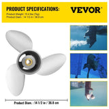 Outboard Propeller, Replace for OEM 3860709, 3-Blade 14.5" x 21" Pitch Steel Boat Propeller, V952-CLXJY31412X211DRFV0