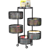 5 Tiers Kitchen Trolley Cart Wheels Round Vegetable Storage Holder Fruit Holder V465-86433