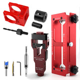 10-Piece Door Hinge Lock Installation Kit with Adjustable Router Template, Hole Saw, Drill Bits V1341-ZY-LRWPACN6-RED