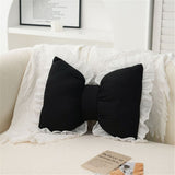 Bow Pillow for Couch, Bow Pillow Throw Pillow, Ruffle Lace Bow Decorative, Cute Bow Shaped V1370-AZ4-12171
