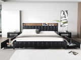 Levede Queen Bed Frame PU 4 Drawer USB Charge BF1056-Q-BK