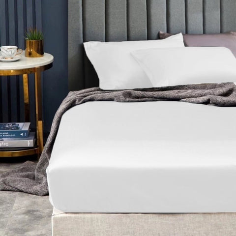 Ramesses 1500TC Elite Egyptian Cotton Sateen Fitted Sheet Combo Set White Single V442-KIT-FITTEDSS-1500TCEGYPTIANC-WHITE-SB