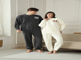 Red Women's Warm & Cozy Semi-Flannel Couple's Pajamas Knitted Digital Pattern, Soft Fleece V888-ELOSUNG50080