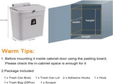 Hanging Kitchen Compost Bin with Lid for Cabinet Door or Wall, No-Drill Adhesive Mount, Odor-Proof & V1107-CS-GBSLJTH