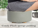 2X Fabric Ottoman Round Wooden Leg Foot Stool - GREY V274-FT-GQST01-GY2