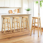 Artiss 4x Bar Stools Round Chairs Wooden Nature BA-G-7033-NTX4