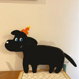 Cute Animal Plush Pillow Soft Comfortable Elastic Stuffed Doll Cushion for Home Bedroom Black Dog V1294-YM0626-3117220309812