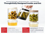 Borosilicate Glass Pickle Jar with Strainer and Leak-Proof Lid, Hourglass Fermentation Container for V1341-ZY-359AR7Z8-KHAKI-9524CM1340ML