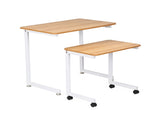 Artiss Mobile Laptop Desk Set 2-In-1 C-Shaped Nesting Table Oak LA-DESK-C-SET-LW