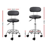 Artiss 2x Salon Stool Swivel Chair Backrest Black SALON-B-4128-BKX2