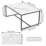 Extra Thick Marble Coffee Table White Sintered Stone Rectangular Center Table with Black Metal Frame V767-LH371-FCBY