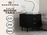 Sarantino Evelyn Bedside Table with 3 Drawers - Black CBT-689-03-BK