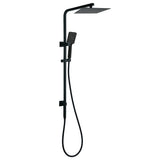 Matt Black Twin Shower Set Square 10" Rain Head 3 Modes Handheld Wall Arm Rail V1233-C6202BHS002M4CBKSS110B