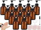 15PCS Glass Pump Bottles, 4oz Refillable Amber Travel Bottles Set with Press Pumps, Refillable Glass V1369-AZ3-W-08794