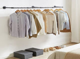 Industrial Iron Pipe Clothes Rail Vintage Wall Shelf V178-66745